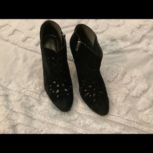 Black Suede Heels/Cut Out Pattern